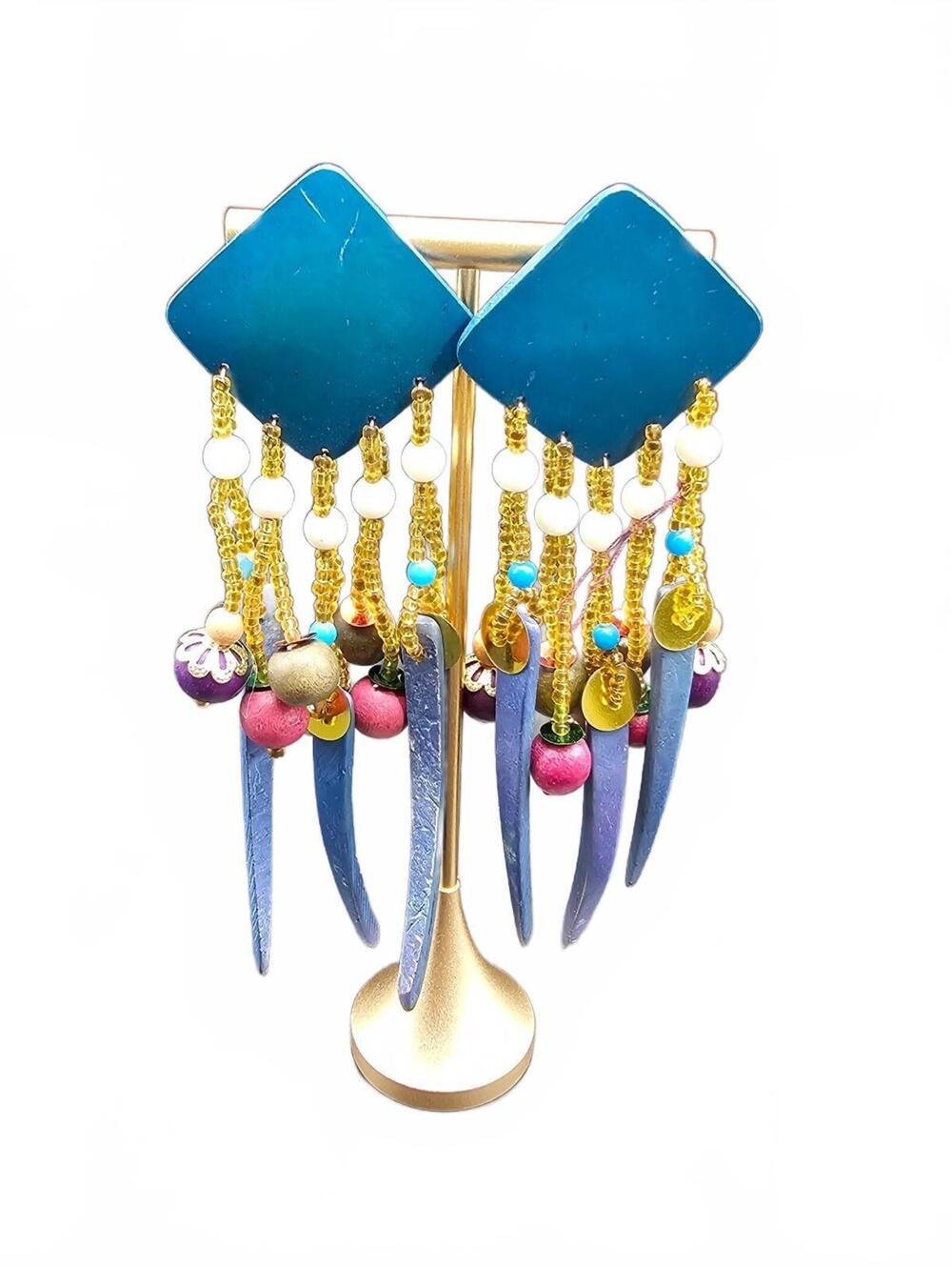 Colorful beaded dangle earrings